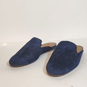 Susina Navy Blue Leather Mules with cut out design Size 8
